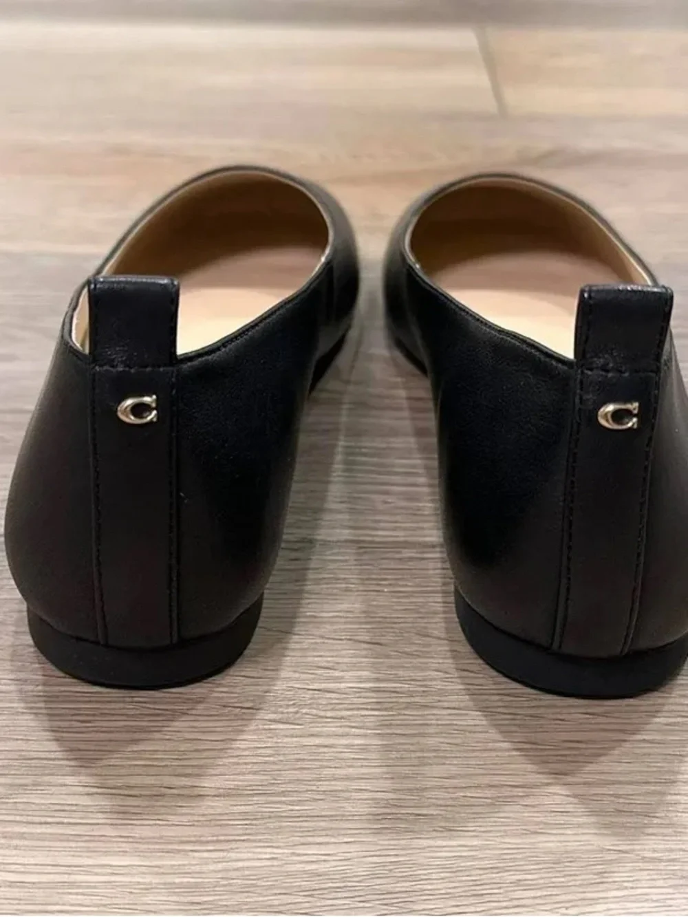 Coach Wendie Classic Black Leather Women's Ballet Flat - Picture 3 of 7